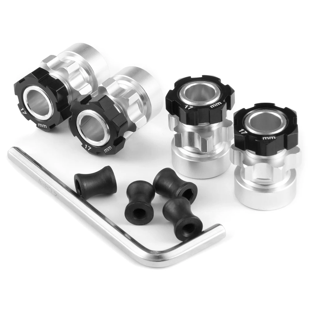 TRINOOD 4PCS Aluminum 12mm to 17mm Extended Adapter 12mm Hex Drive Hub for 1/10 Slash 4X4 RC Car Upgrade Parts