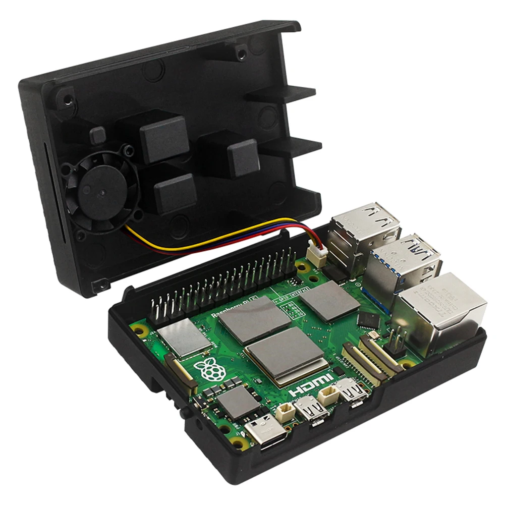 Casing Logam dengan Pendingin Aktif Pi 5, Casing Pendingin Heatsink dengan Kipas Heatsink, Casing Pendingin Logam untuk Raspberry Pi 5