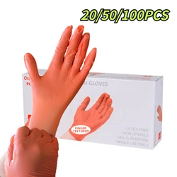 20/50/100PCS Disposable Orange Nitrile Gloves for Household Cleaning Work Safety Tools Gardening Gloves Kitchen Cooking Tools