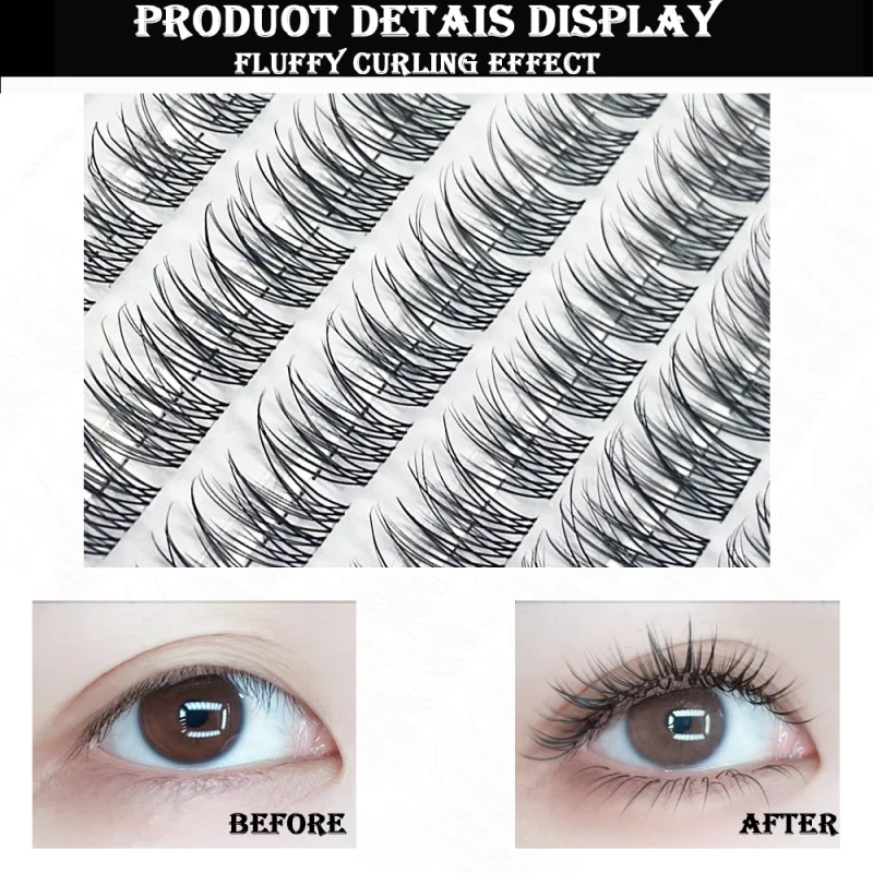 1/box 120 Bundles Mink False Eyelash Natural Fishtail Lash 3D Russian Individual Eyelash Extension Cluster Makeup Tool Wholesale
