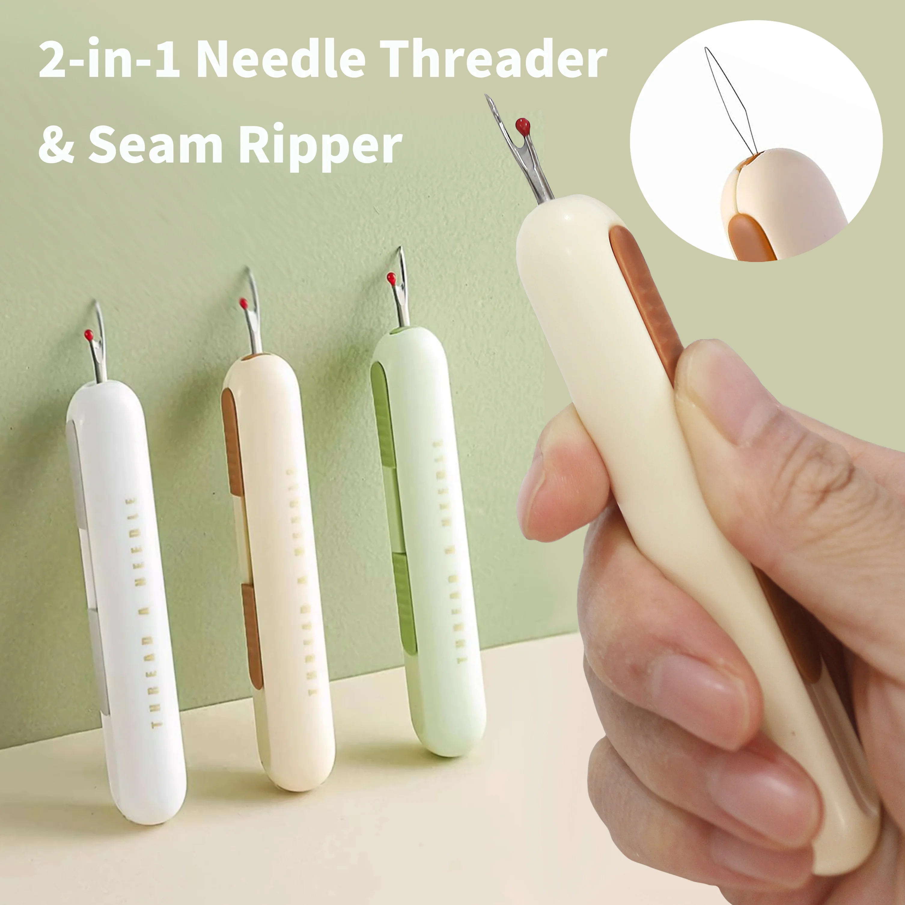 2-in-1 바늘 스레더 및 심 리퍼, 더블 엔드 스티칭 리무버 도구, 가정용 바느질 액세서리 키트 재단사 바느질 용품