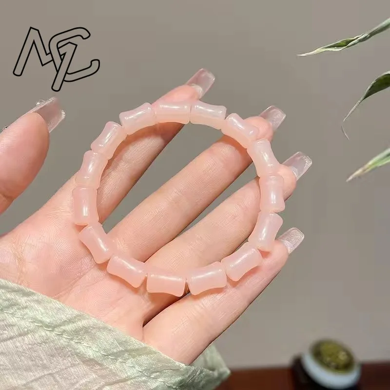 New Real Agate Bamboo Joint Bracelets Amulet Natural Jewelry Bangle Talismans Vintage Accessories Carved Gifts for Women Charm