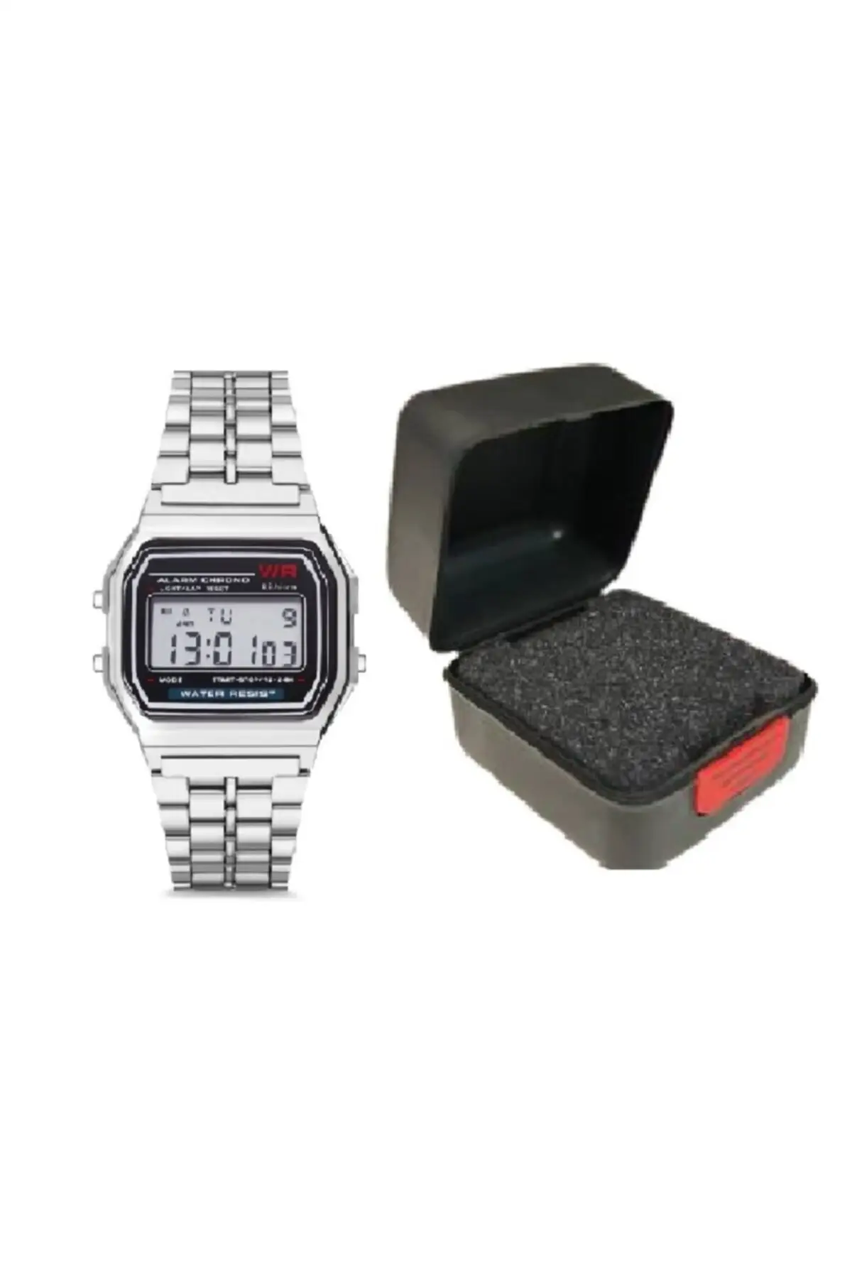Reloj de pulsera Unisex, estilo Retro Digital, Color plateado