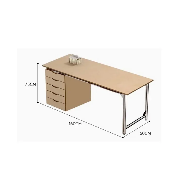 Tablero de abedul Ocean, cajón de madera maciza, escritorio para el hogar, ordenador minimalista, estudio, escritura, perfil de aluminio