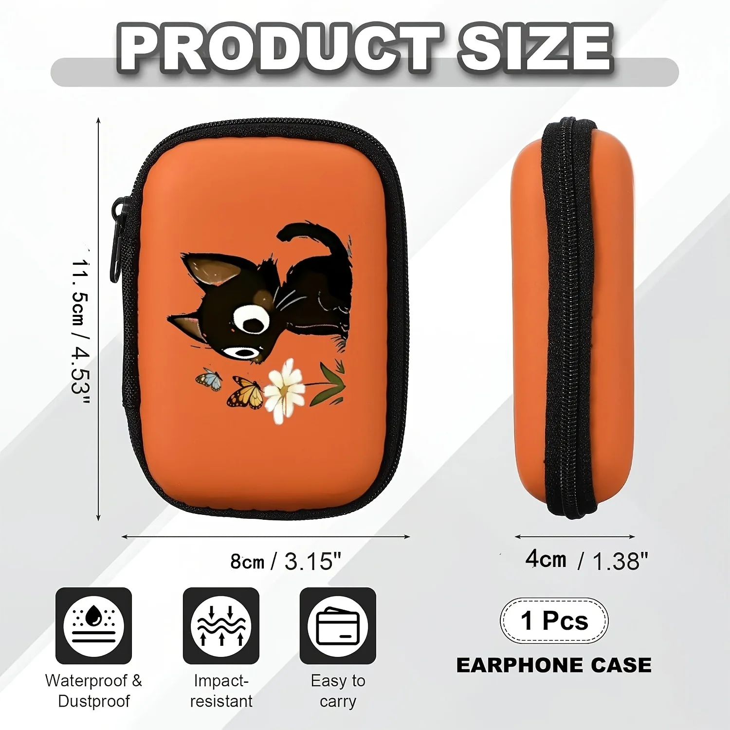 2D Printed Cat Digital Storage Box, Cable Organizer Multi-functional Organizer Mini Storage Box, Suitable for Daily Travel Etc