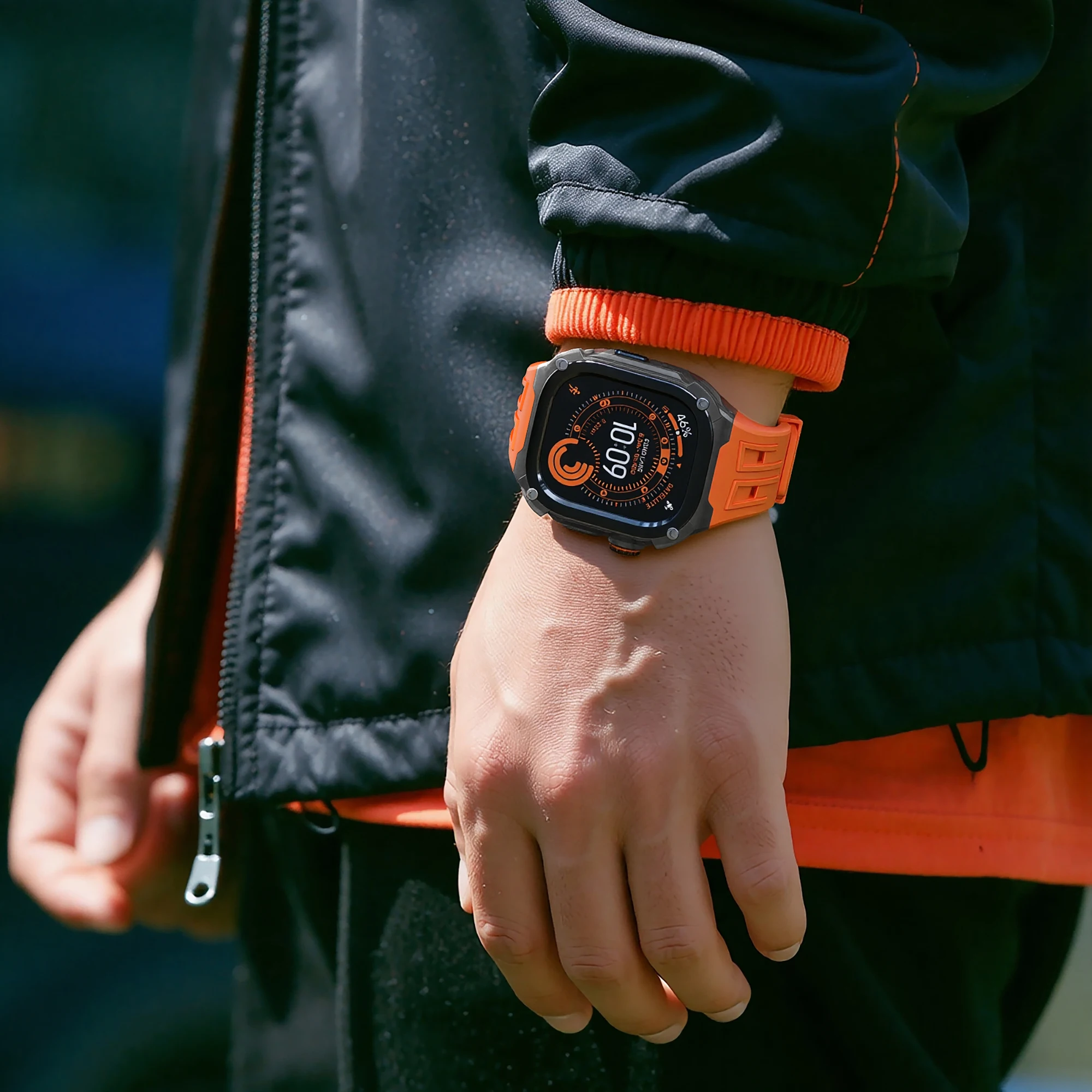 Premium Silicone Strap for Apple Watch Ultra PC Protective Case Set iWatch Series Ultra 3 2 49mm Anti-fall Sports Man Watch Band