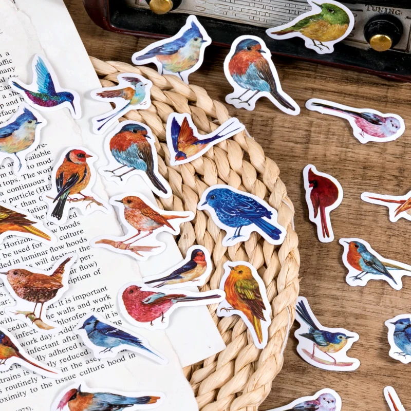 46 Sheets Bird Animal Stickers Planner Stickers Packaging Sealing Sticker Student Stationery Gift Stickers