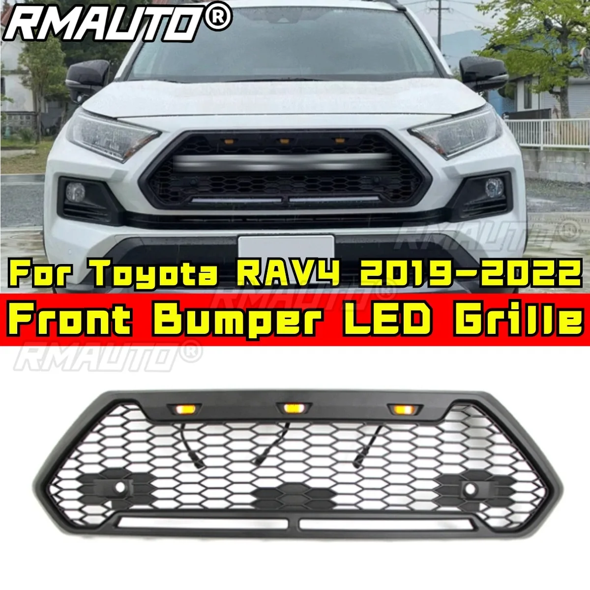 도요타 RAV4 2019-2022 어드벤처 에디션용 범퍼 그릴, 자동차 프론트 그릴 바디 키트, ABS 플라스틱 프론트 범퍼 그릴, 자동차 액세서리