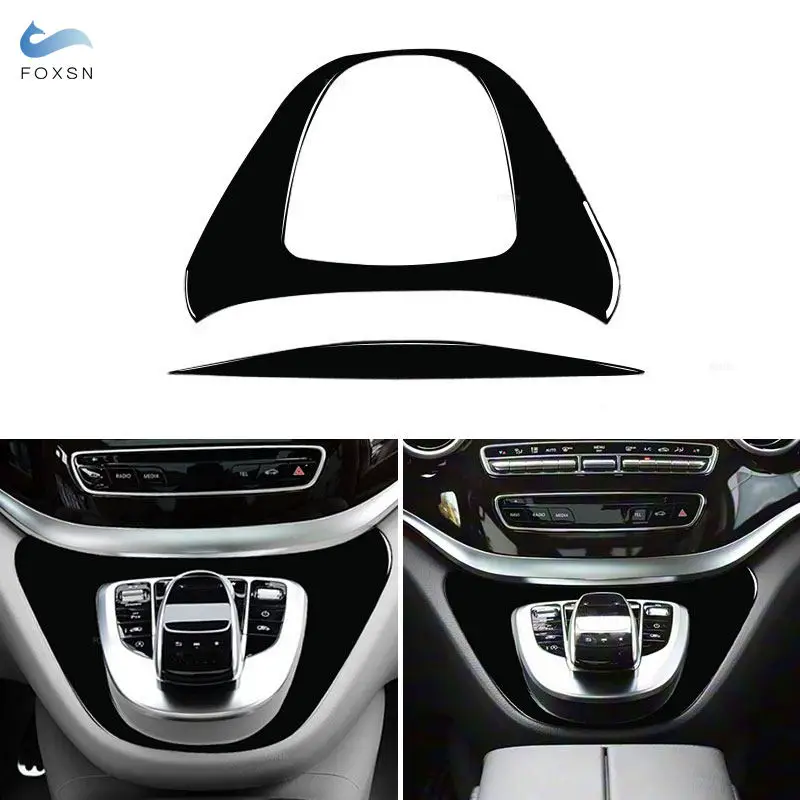 For Mercedes Benz V Class V250 V260 2015-2020 Car Accessories Inner Central Multimedia Button Panel Frame Trim Piano Black