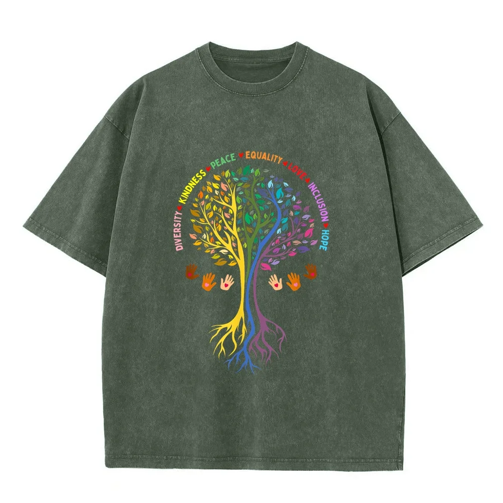 Kindness Peace Equality Love Inclusion Hope Diversity Man's T-Shirt Short Sleeve Tee Clothes 한국인 Pink Printed T Shirt Summer