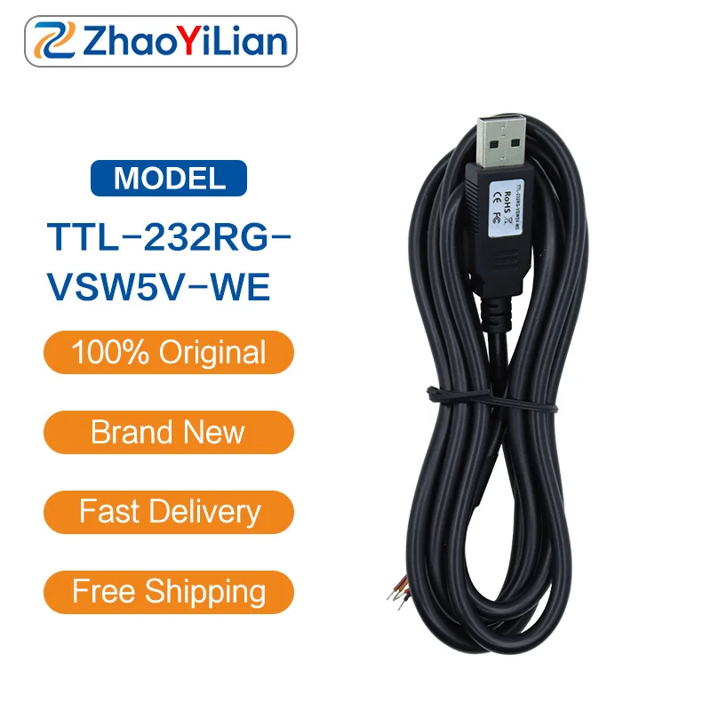FOR FTDI TTL‑232RG‑VSW5V‑WE Cable TTL Level UART Signal 5V 450mA Output USB To TTL Communication Transfer Cable In Stock