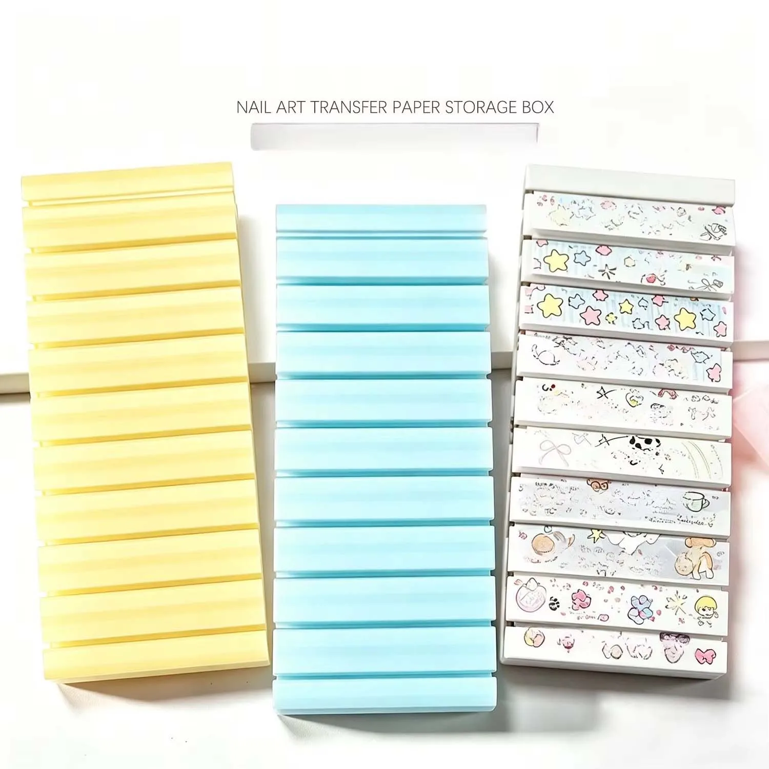 Nail Art Transfer Foil Storage Box Marble Pattern Organizer Case with Heart-Shaped Rolling Stick Nail Foil Holder Manicure Tool