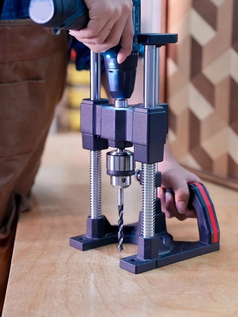 Multi-Function Vertical Drilling & Tapping Guide with Scale - For Wood, Aluminum Profile, and Angled Drilling