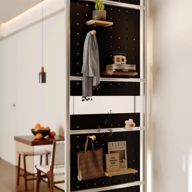 لوح ثقب من الألومنيوم، تقسيم غرفة المعيشة بدون ثقوب تثقيب، رف معلق للتخزين، إبداعي #4