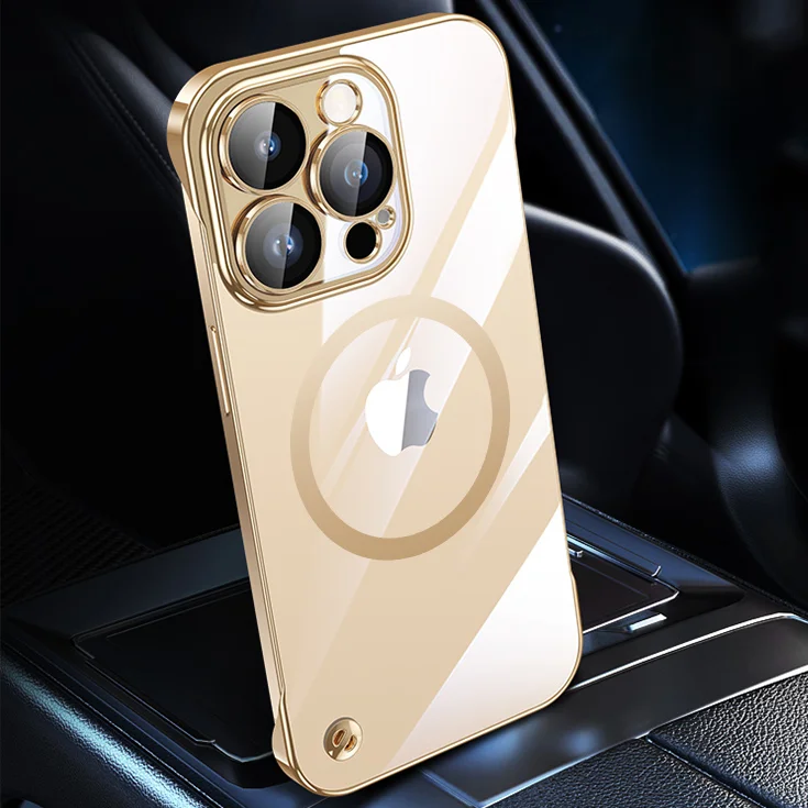 Luxuriöse, rahmenlose, magnetische Hülle mit Plating-Optik für Magsafe, dünne Schutzhülle für iPhone 16, 17, 13, 18 Pro Plus Max, kabelloses Laden, transparente, schlanke PC-Hülle – Detail 25
