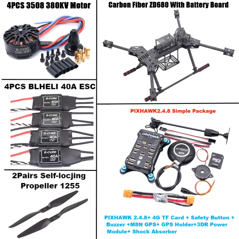 NUOVO ZD680 PIXHAWK2.4.8 M8N Kit telaio esacottero con braccio pieghevole hexacottero completamente in fibra di carbonio per robot con carrello di atterraggio non gonfiabile