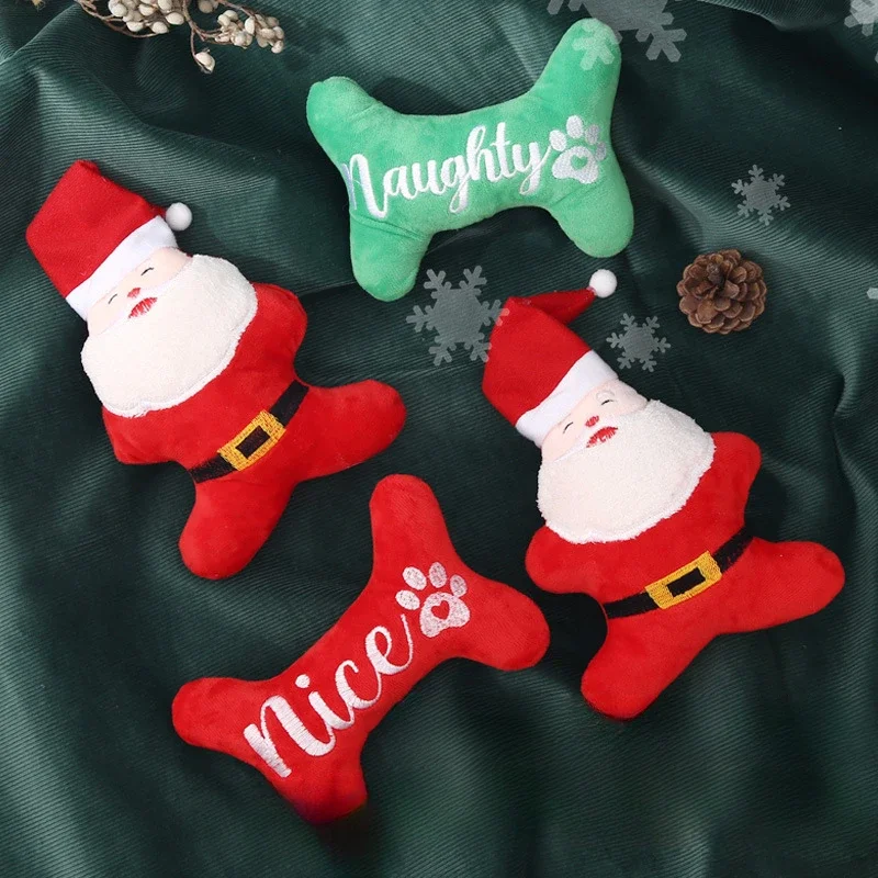 

Pet Supplies Christmas Dog Plush Toy Voice Puppy Toy Santa Claus Bone Decoration Pet Supplies dog Toys for small dogs