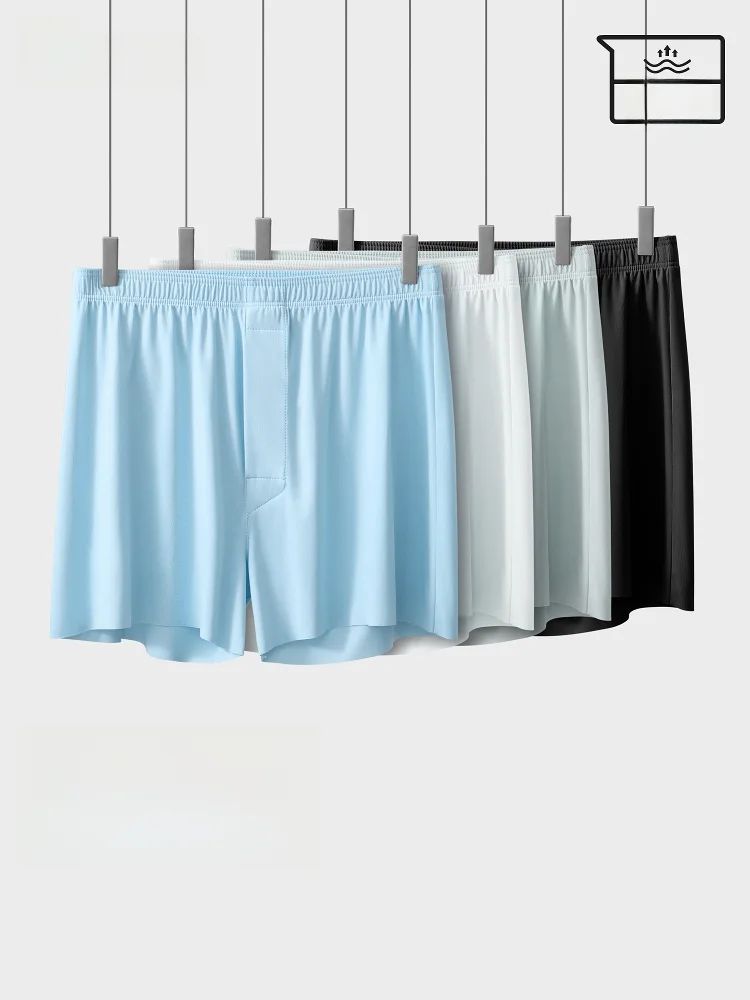Ice Silk Seamless Breathable Loose Arro Men's Underwear Ultra Large Size Square Pants Summer Sleepwear Urban Beauty
