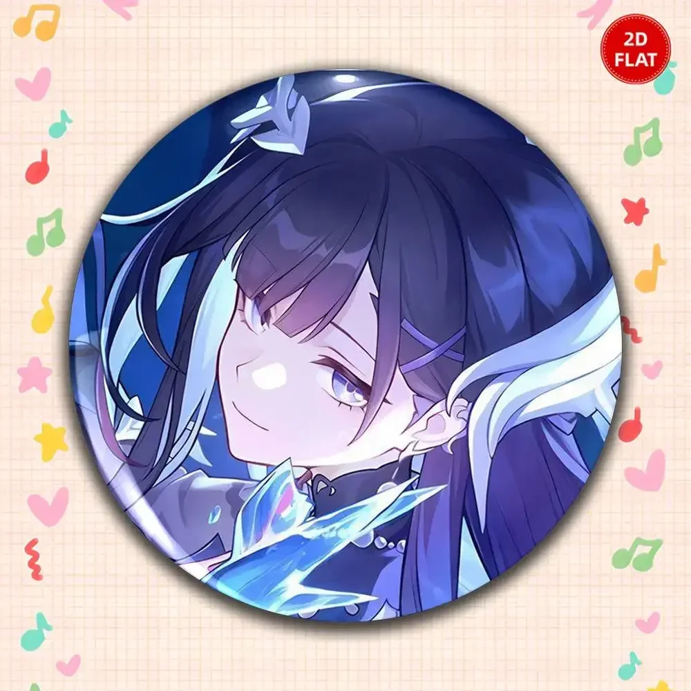 2026 Latest Classic Style 2D FLAT Stylish Ornate Round Anime Plastic Brooch Pin Unisex Lapel Badge Fun Gift