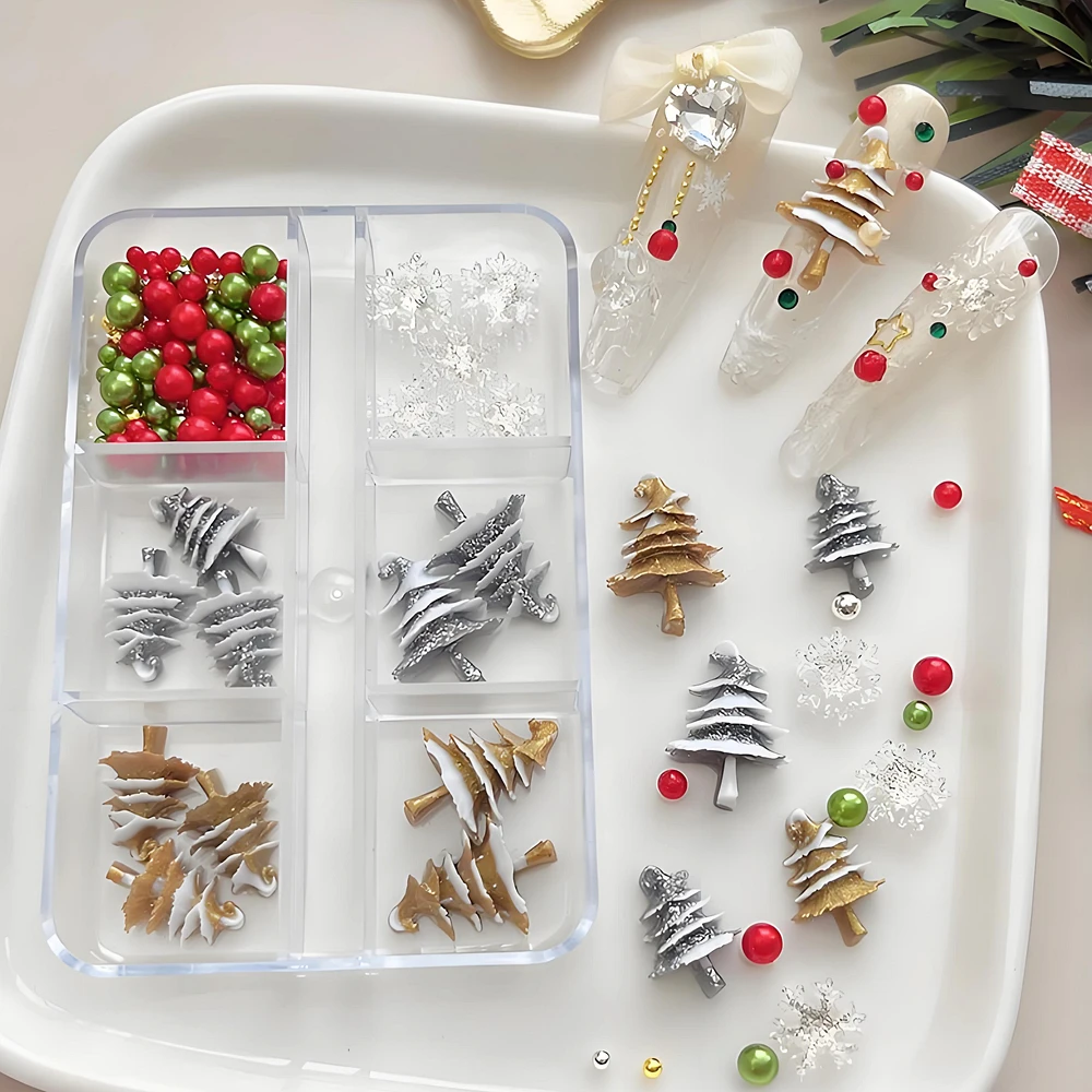 

40PCS 3D Acrylic Christmas Tree Nail Art Charms Parts Accessories For Winter Nails Decoration Design Manicure Supplies Material