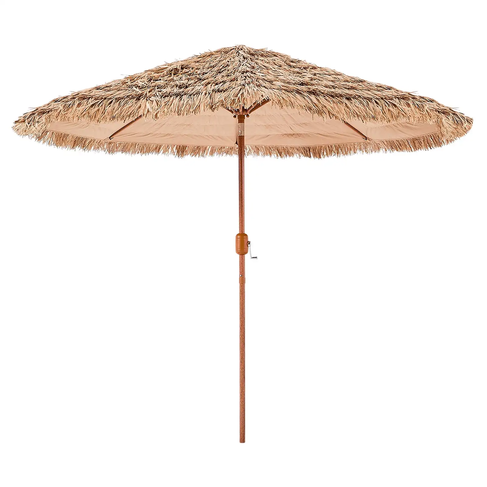 

9 ft Thatched Patio Umbrella with Tilt, Hawaiian-Style Beach Parasol Featuring Durable PP Thatch and