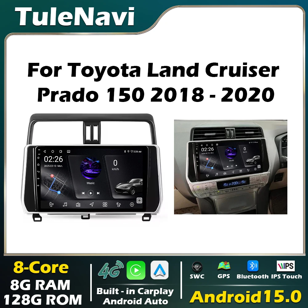 

Android 15 Car Radio Multimedia Player For Toyota Land Cruiser Prado 150 2018 2019 - 2020 GPS Navigation Carplay Stereo Screen