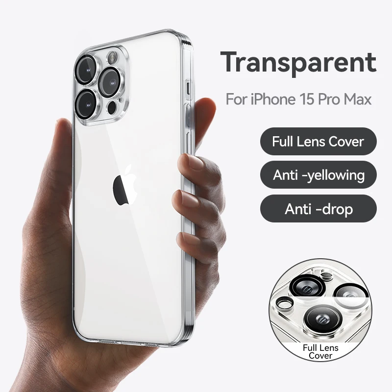 Joyroom Transparent Case For iPhone 15 14 13 Pro Max Anti-fall Cover For iPhone 15 Pro Max Shockproof Case With Lens Protection