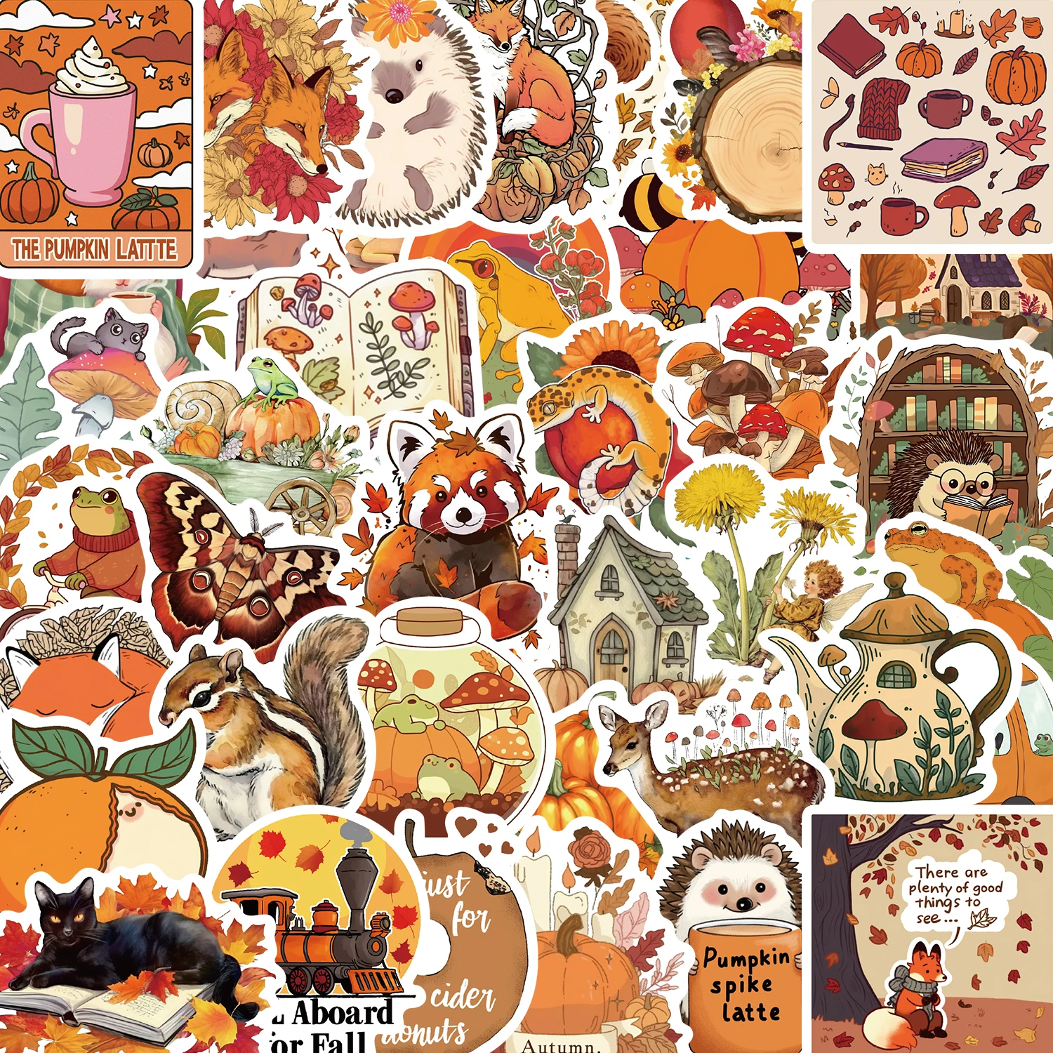 50PCS Fall Autumn Forest Sticker For Desk Refrigerator Computer Skateboard Waterproof Personality Creative Sticker