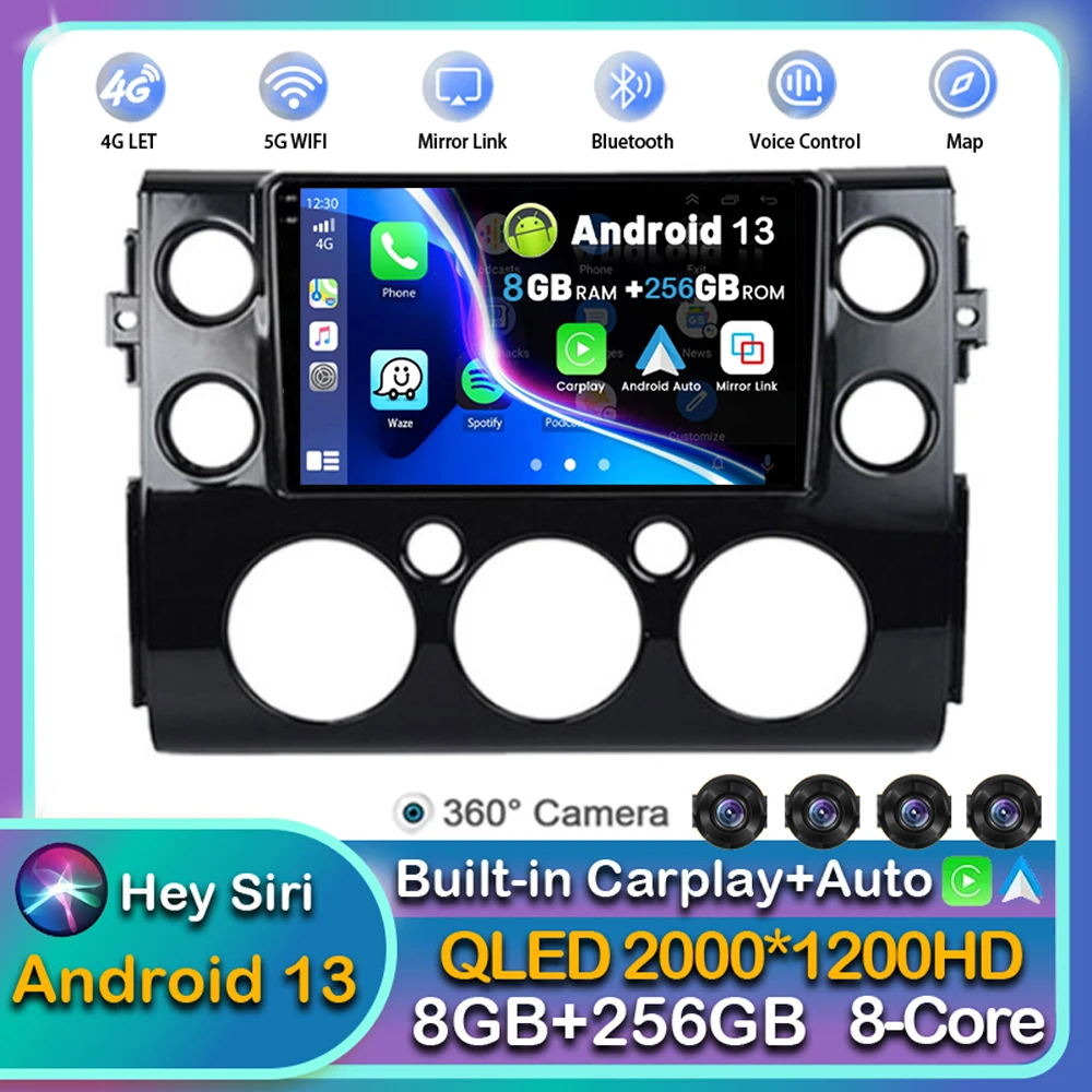 Android14 Car Radio For Toyota FJ Cruiser J15 2006- 2016 2017 2018 2019 2020 Smart Touch Screen Multimedia Player GPS Navigation