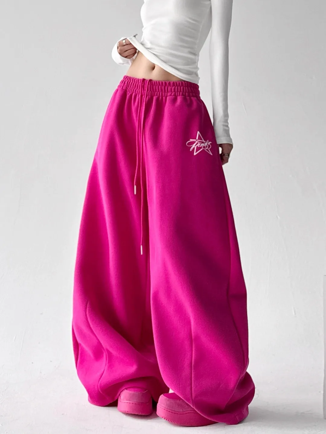 

High Waist Thiened Women's Sports Pants Autumn Winter Loose Fit Casual Sweatpants Student Friendly Comfortable Breathable