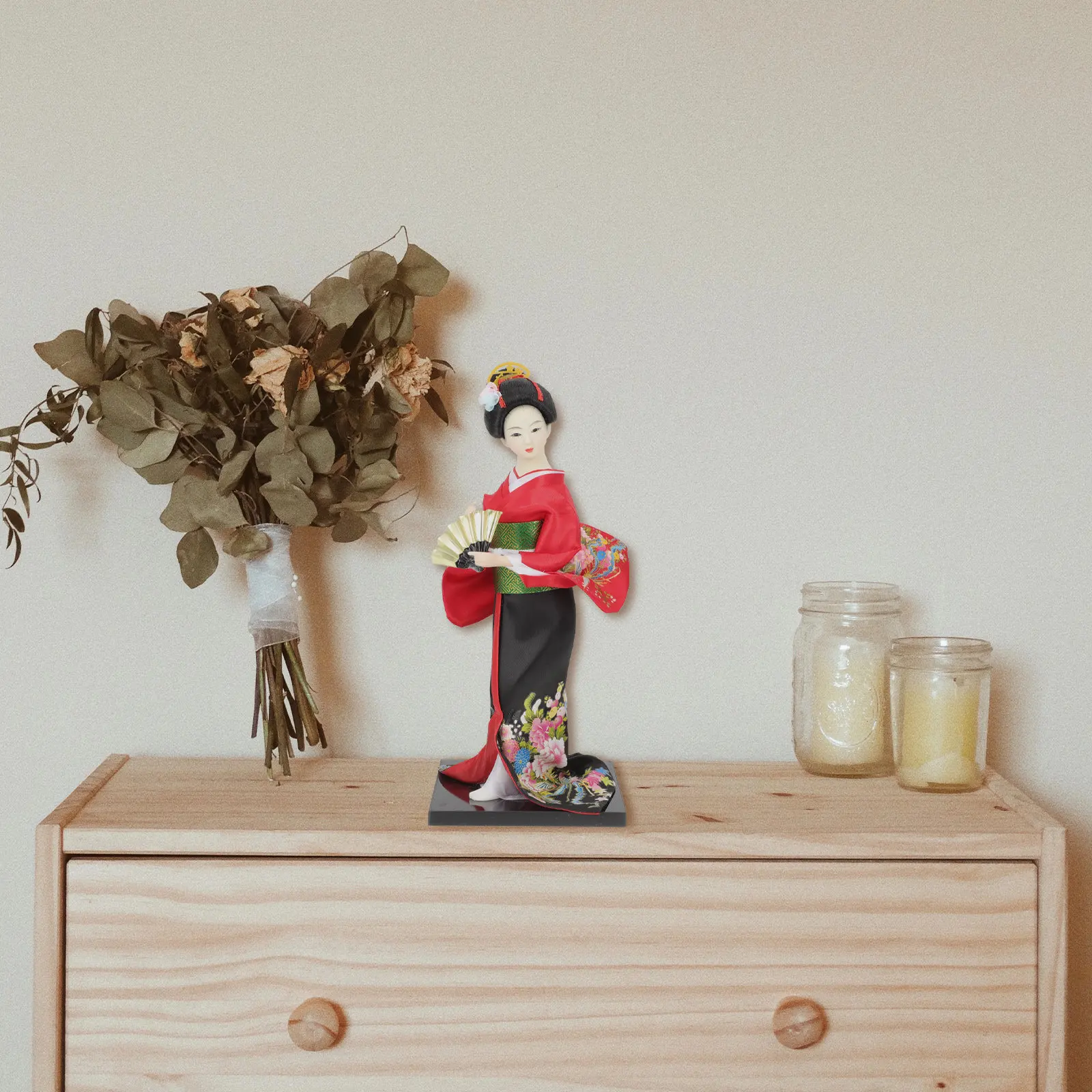 

Japanese Traditional Geisha Kimono Ornament Handcrafted Premium Material Desktop Decorative Home Office Hotel Tabletop Adornment