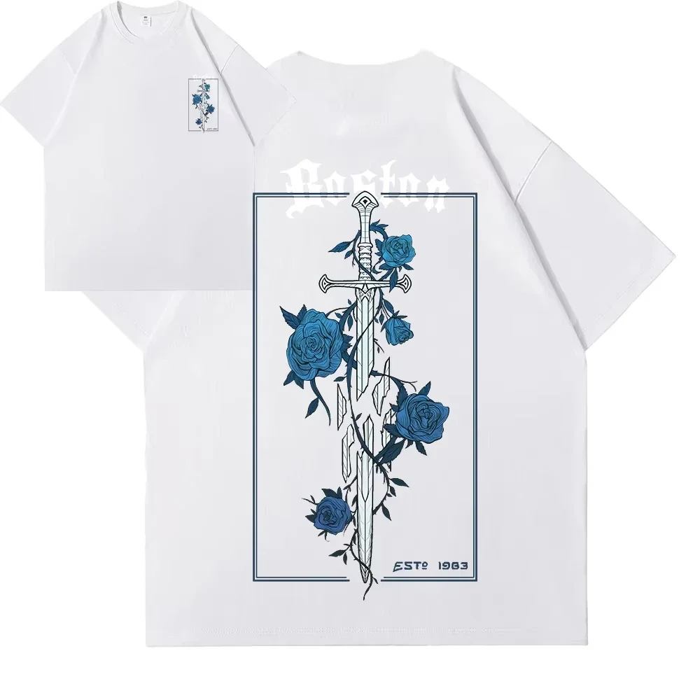 2025 100_ تحب الاتجاه القطني الخالص قمصان صيفية فضفاضة غير رسمية مطبوعة ثنائية الأبعاد على الطراز الياباني والكوري بأكمام قصيرة من القطن الخالص