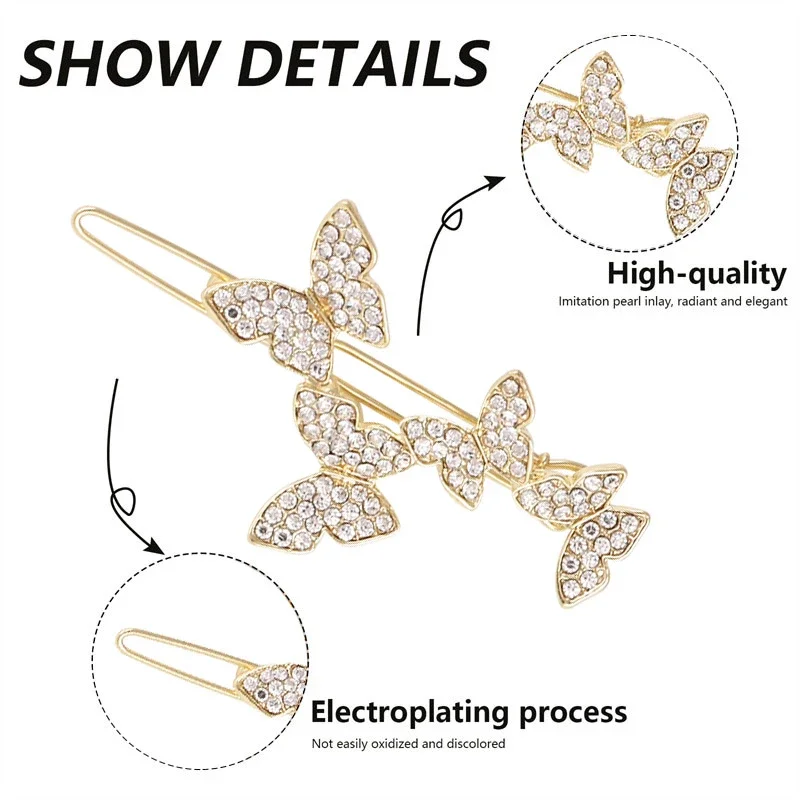 Fashion New Small Fragrance Butterfly Hair Clip Rhinestone Pin Female Pearl Top Bangs Hairpin Headdress Women Girls Accessories