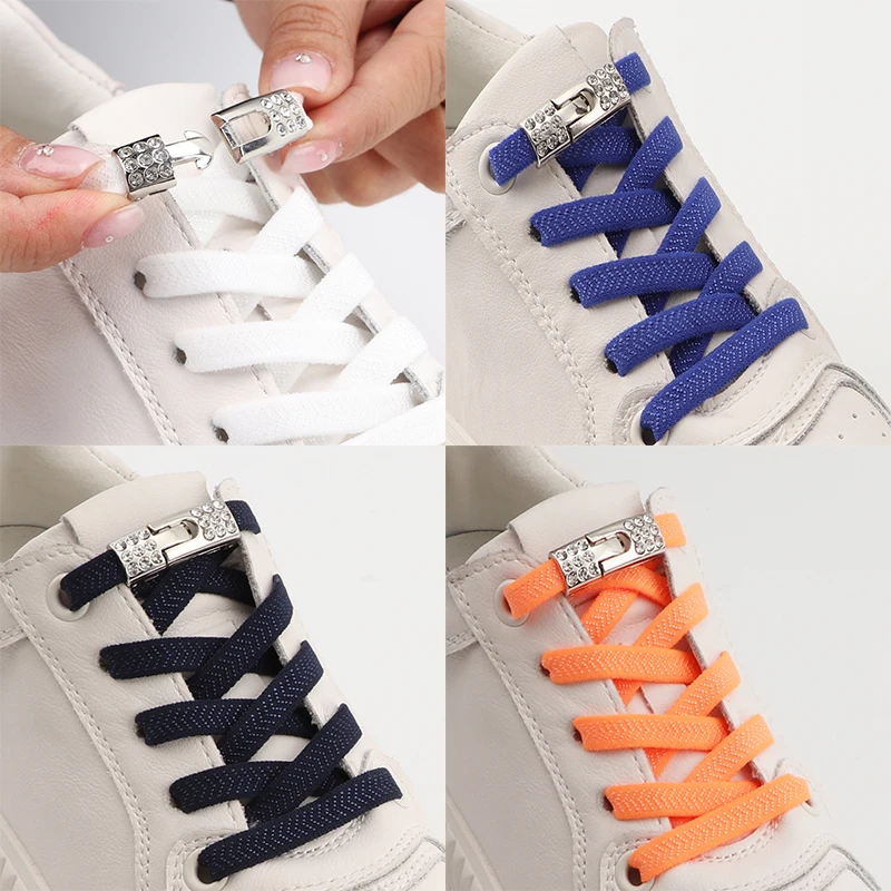 Elastische Schnürsenkel für Sneaker, mit Diamant-Kreuzverschluss, ohne Binden, für Kinder und Erwachsene, 8 mm breit, Schnürsenkel ohne Binden, Gummibänder, Schnürsenkel. – Detail 1