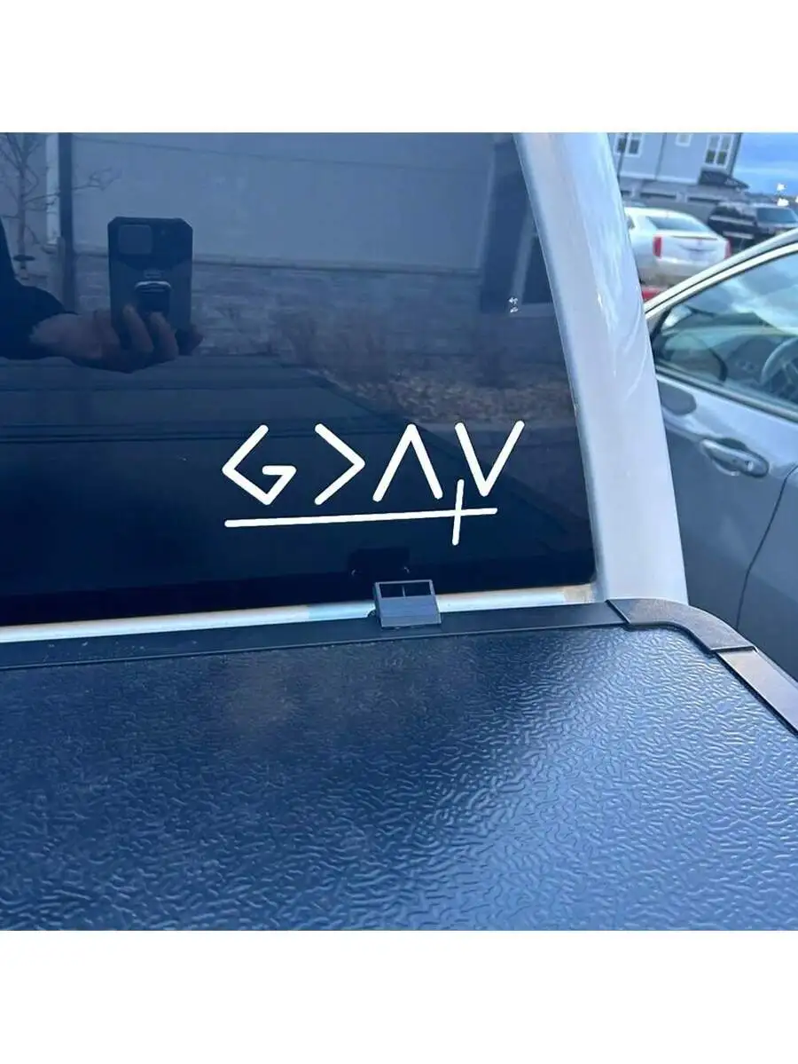 1 Pc God Is Greater Than The Highs And Lows With Cross Car Decal, Self-Adhesive Vinyl Geometric & Slogan Pattern Sticker Can Be