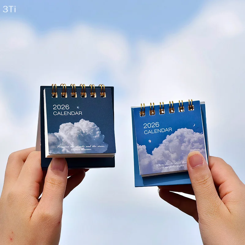 4.2026 Mini calendário planejador com capa retrô panorâmica: acessório de mesa ideal para decoração escolar de escritório, presente perfeito