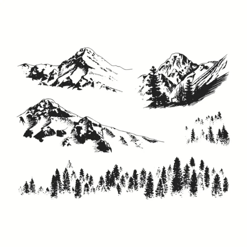 

Mountain Peak Transparent Silicone Finished Stamp DIY Scrapbook Journal Rubber Coloring Embossed Stencils Decoration Reusable