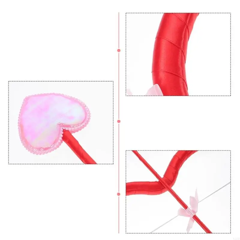 Cupido-Pijl-en-Boog Set Valentijnsdag Cupido-Kostuum Accessoires Kerst Halloween Fotografie Props Cadeau voor Vrouwen