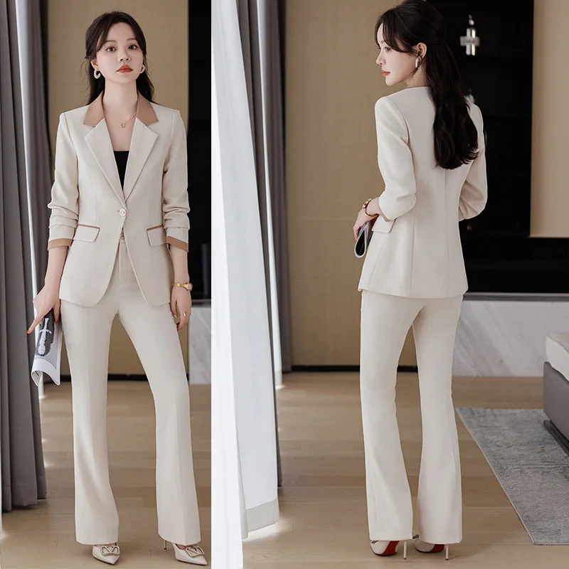 

Beige Suit Jacket for Women Spring and Autumn2024New Temperament Goddess Style Commuting Fashion Formal Suit Suit