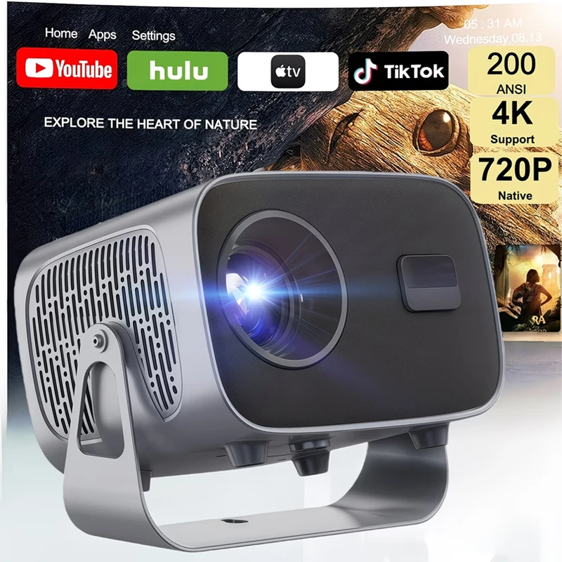 

A10 Android 13.0 Smart Portable Projector WIFI6 BT5.0 Native 720P Support 1080P 4K Video Home Cinema Outdoor Movie Projector