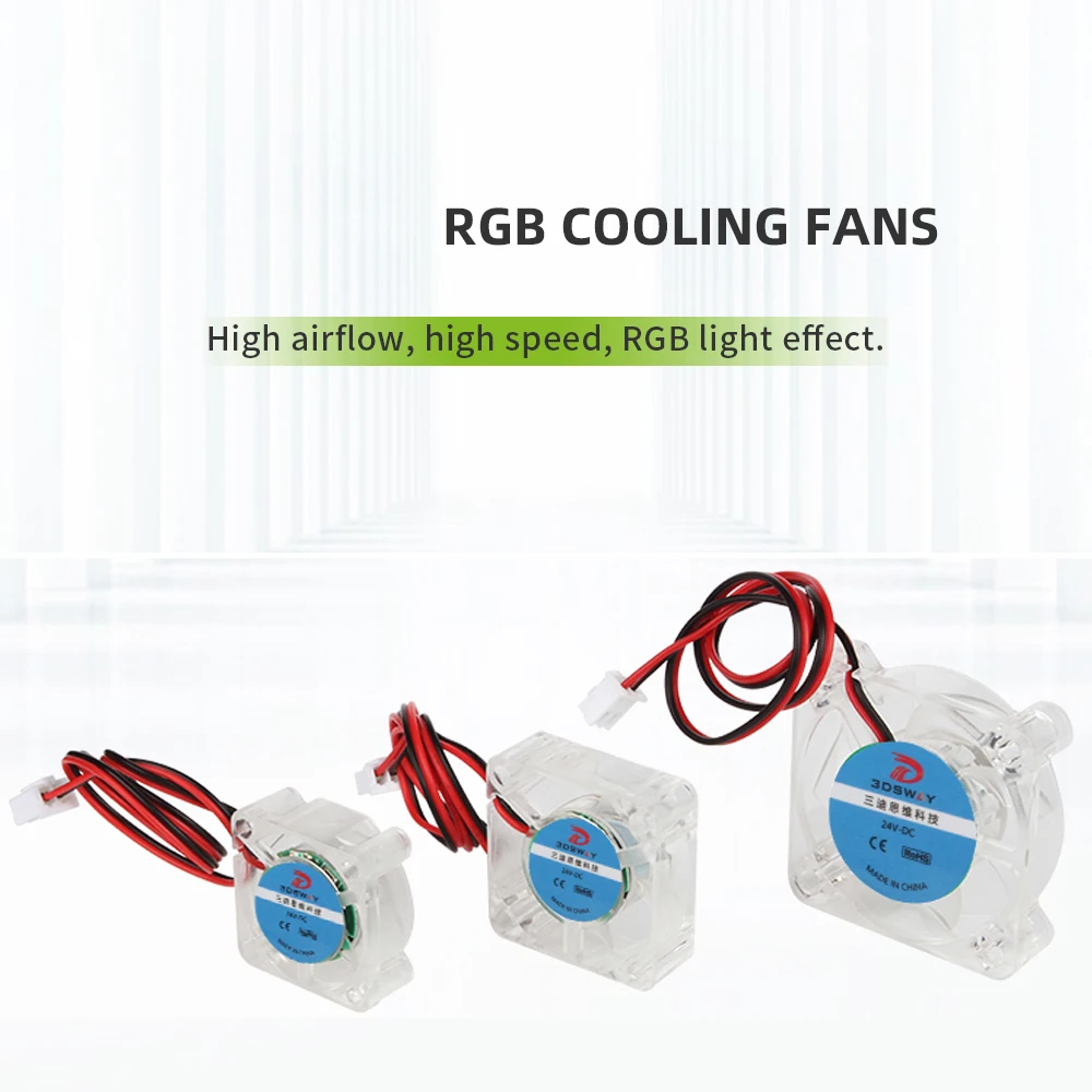 2510 3010 4010 Fan 3D Printer Fan DC 12V 24V Mini Brushless Cooling Fan Hydraulic Bearing Fan RGB LED for 3D Printer Accessories