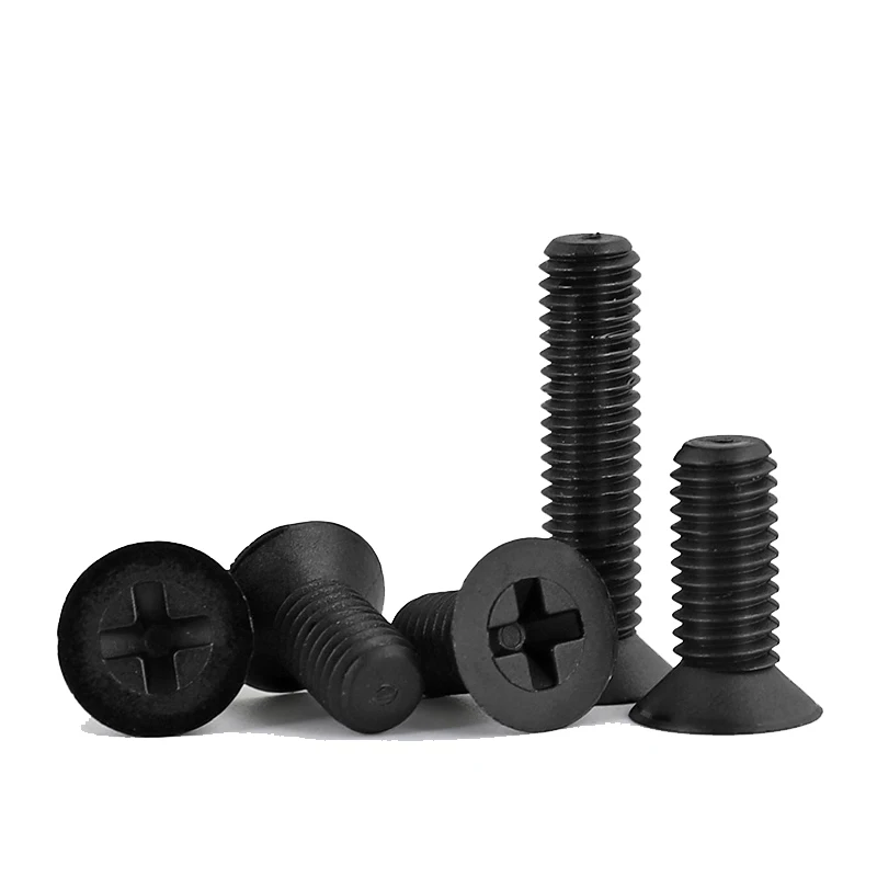 Tornillos de cabeza avellanada de nailon negro para máquina, pernos de cabeza plana Phillips de plástico, longitud: 4 ~ 40mm, piezas, M5, M2, M2.5, M3, M4, M6, 30-100