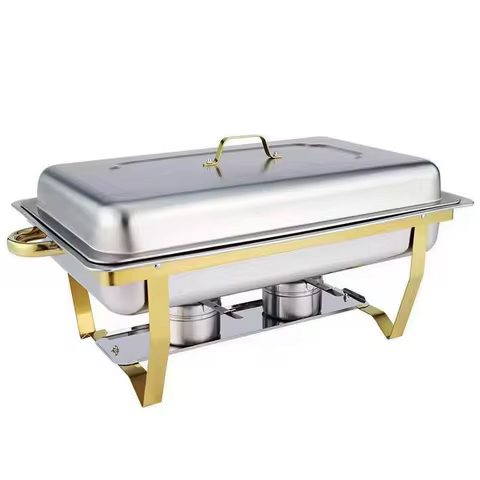 Chafing Dish Buffet Set 2 Grid Stainless Steel Rectangular Catering Chafer Warmer Set Buffet Dishes Warming Set 62*35*26cm