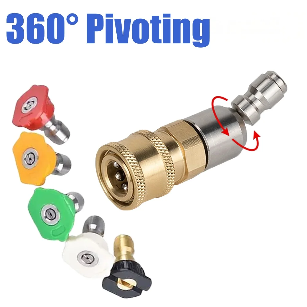 High Pressure Wash Pivoting Coupler 360° Adapter With 1/4