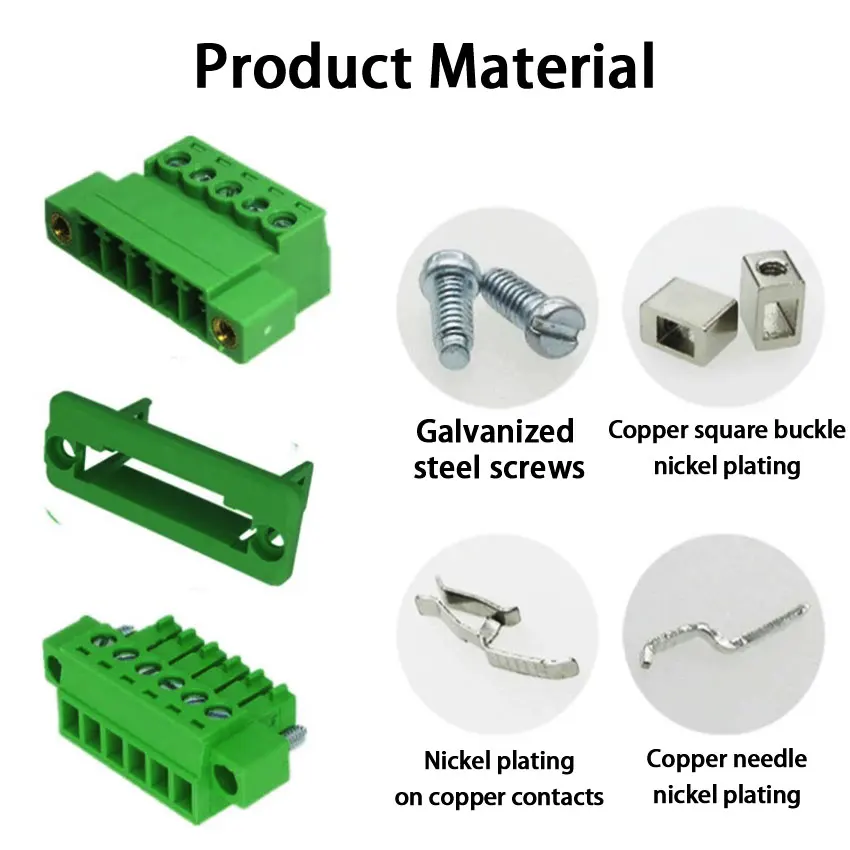 

1set 3.81mm Terminal Block Through-wall Welding-free Plug-in Type 2P/3P/4P/5P/6P/7P/8P/9P 3.81mm with Flange Fixed Panel