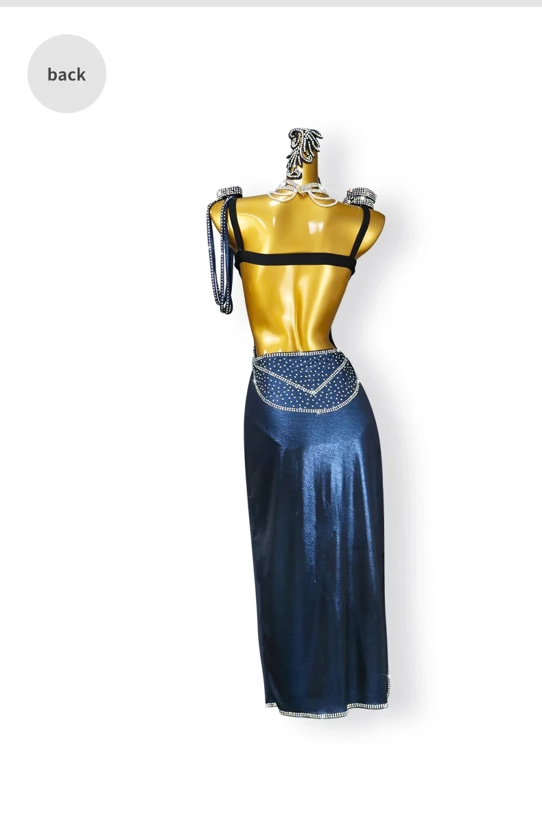Lateinamerikanisches Tanzkleid, Damen-Wettkampfanzug, Mädchen-Ballroom-Samba-Kostüm, neue, elegante, lange Kleidung, sexy amerikanische Party-Outfits – Detail 11