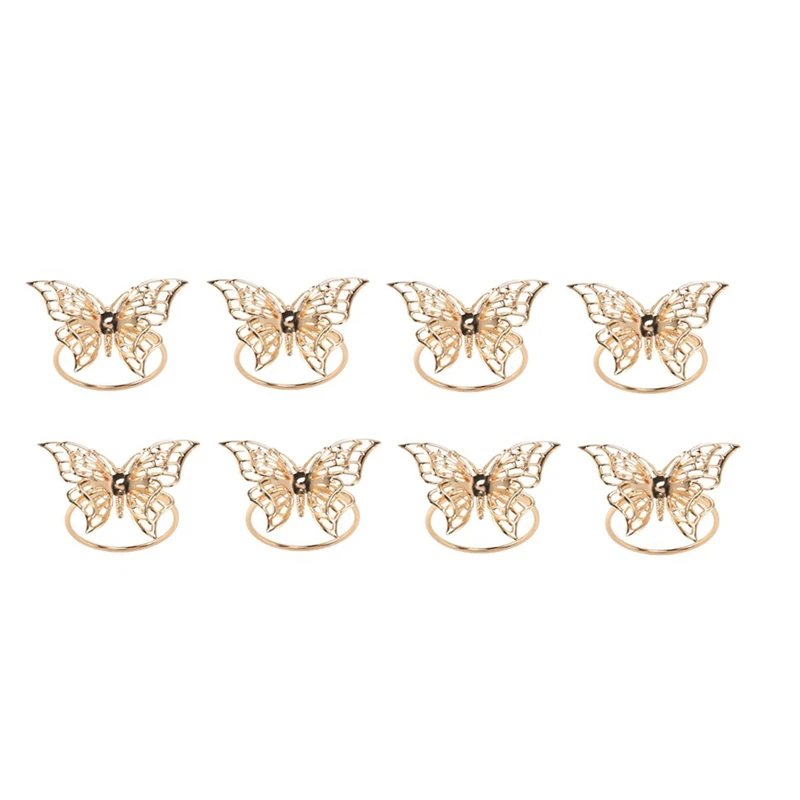 Napkin Rings Set Of 8 Gold Butterfly Napkin Rings Napkin Holders For Wedding Banquet Dinner Decor Favor