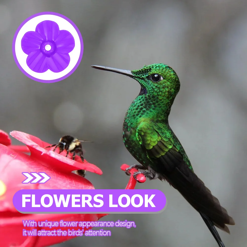 

18Pcs Plastic Bird Feeder Flower Replacement Hummingbird Feeder Parts Bright Decorative Outdoor Feeding Ports Supplies