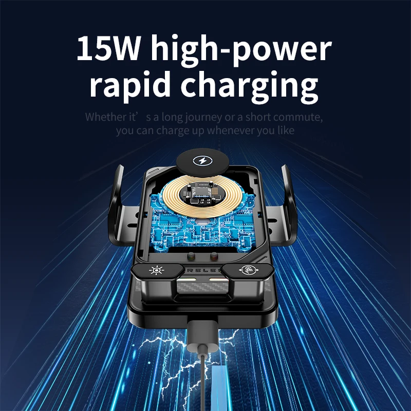 Car Phone Holder Wireless Charger 15W Fast Charging Smart Sensing Automatic Clamping  Rotation Air Vent Mount Car Navigation