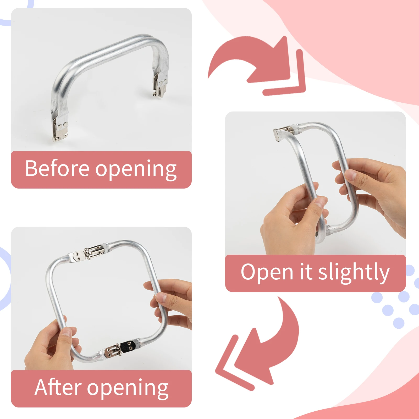 Metal Aluminum Tube Frame Bag Handle Accessories Clutch Bag Parts Bag Frame For Wallet Doctor Purse Frame Aluminum Pipe Clamp